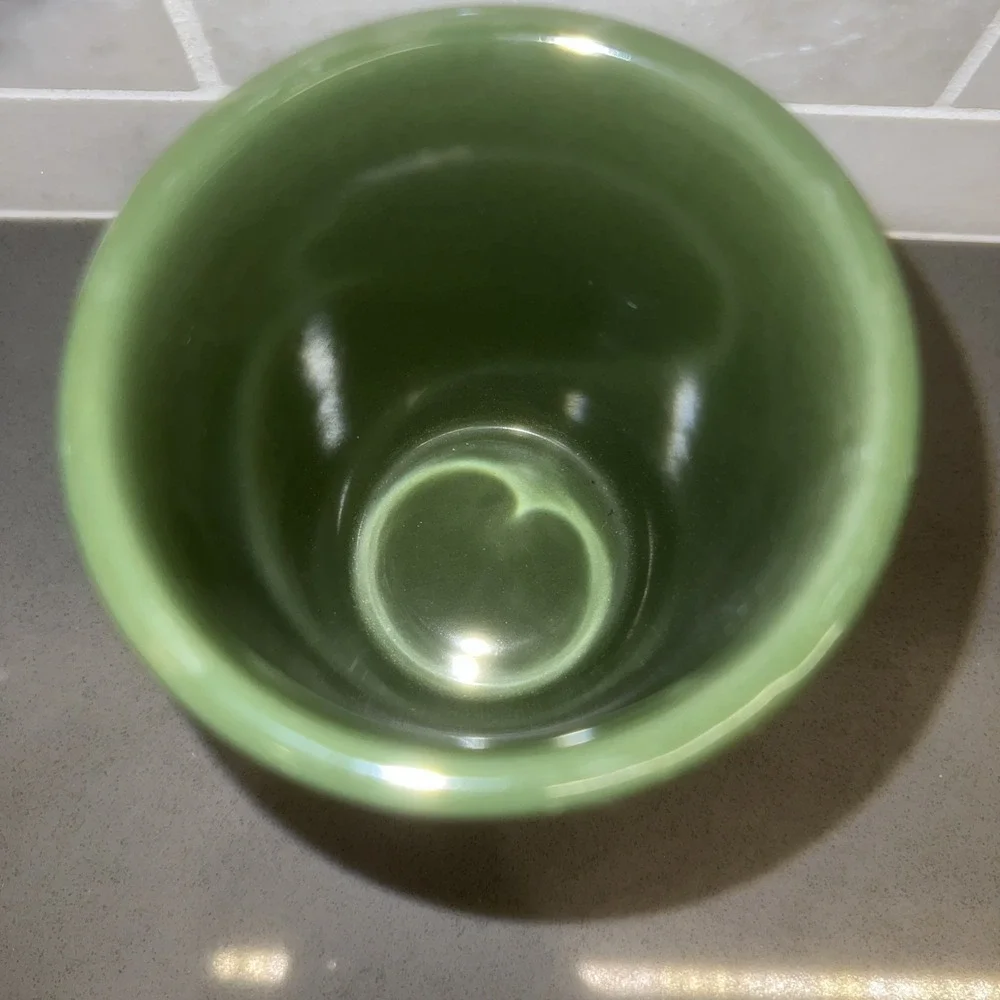 LONGABERGER Green Ceramic Vase Planter Pot Pencil Cup Leaves Excellent Condition